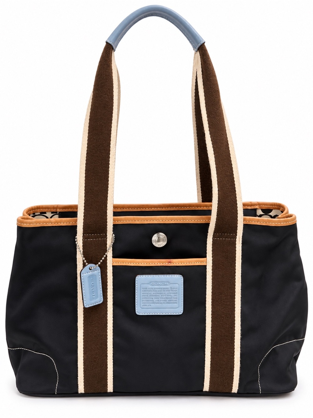 Vintage Coach Hamptons Weekend Med Tote 5656 Black Nylon Leather Y2K 2005